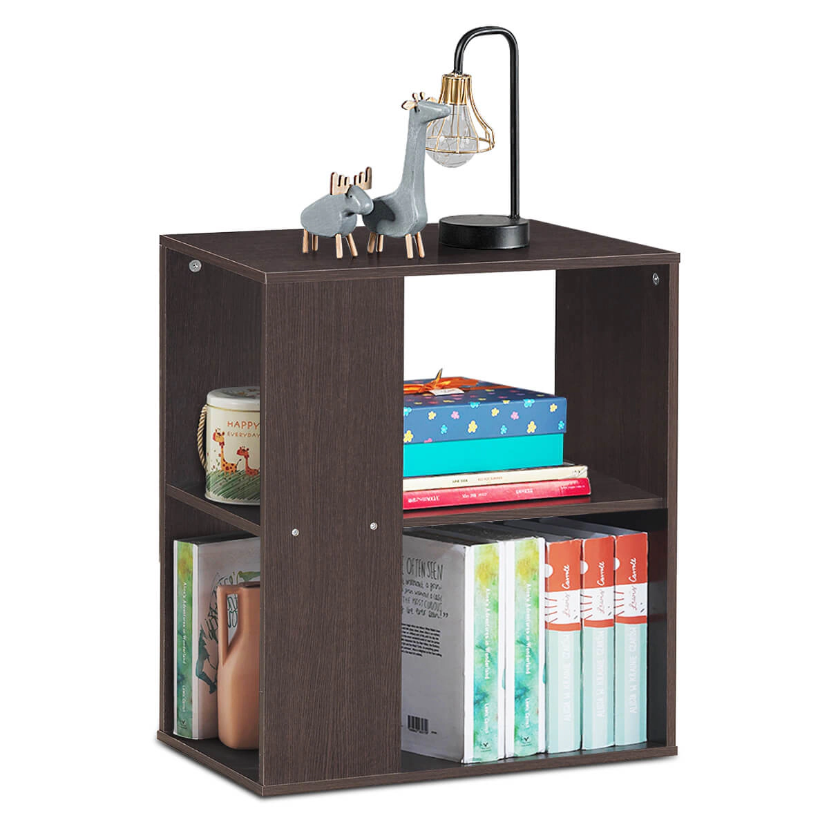 SUGIFT 3-Tier Side End Table with Open Storage Shelves 25-lb Capacity Brown