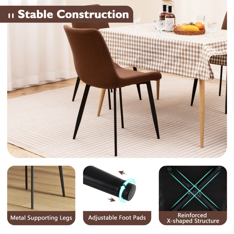 Hivvago Four Upholstered Dining Chairs with Metal Frames and Cushioned Back Support