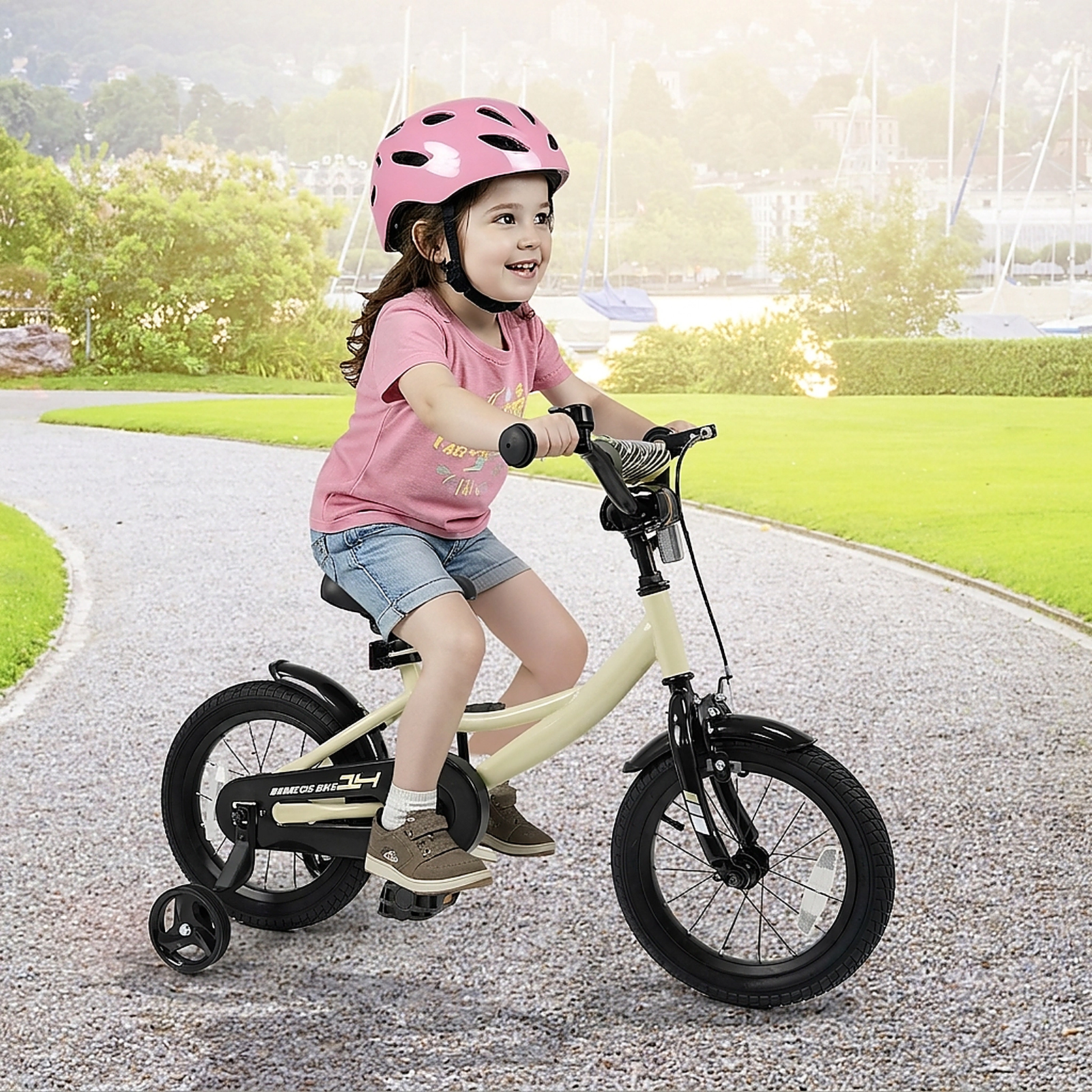 SUGIFT Adjustable Kids Sport Bicycle with Removable Training Wheels 145-lb Capacity Ages 3-5 Years 14-in Wheels