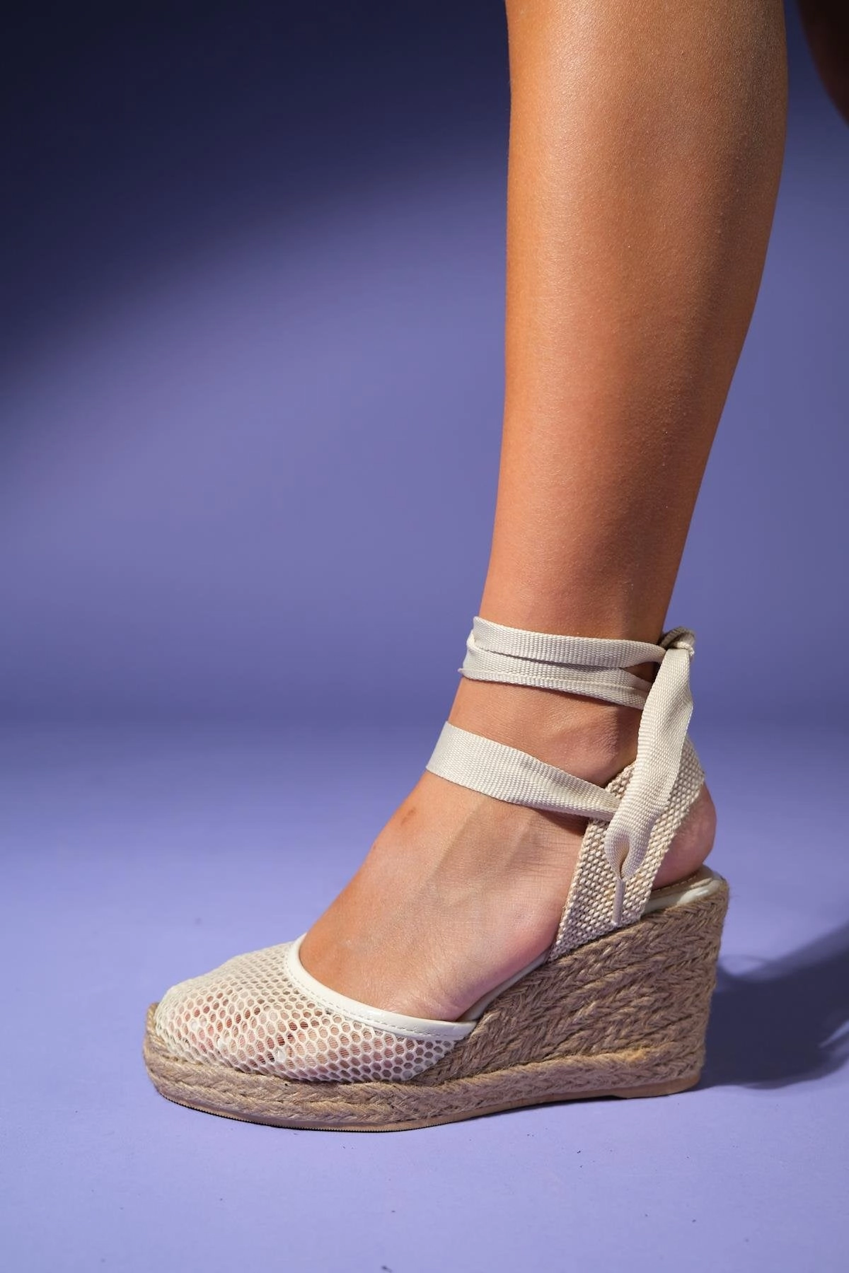 Forever & Always Womens Lions Mesh Leather Wedge Espadrilles Sandals
