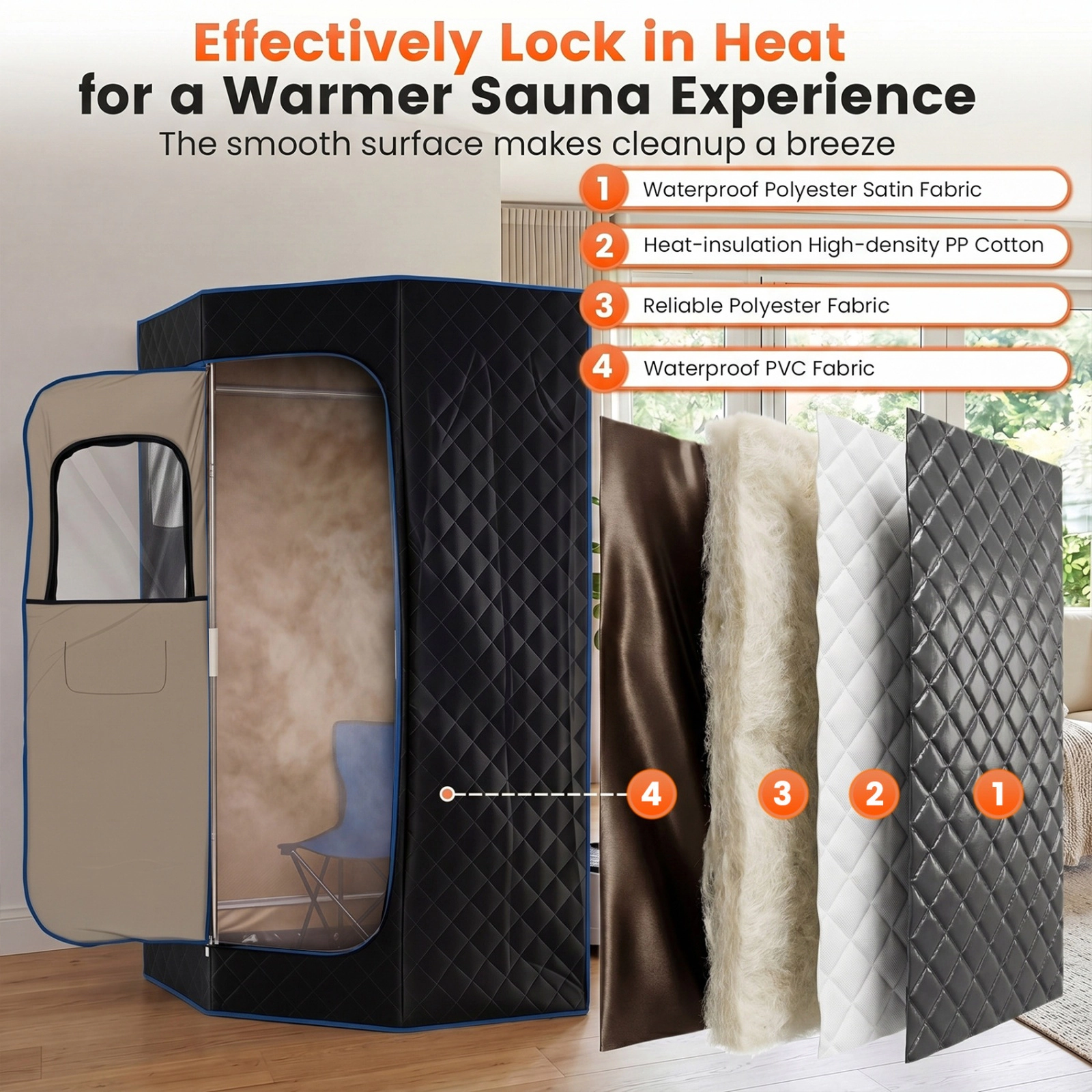 SUGIFT Black Portable Steam Sauna with 3-Liter Steamer and Folding Chair 35.5-in W 35.5-in D 71-in H 9 Heat Levels