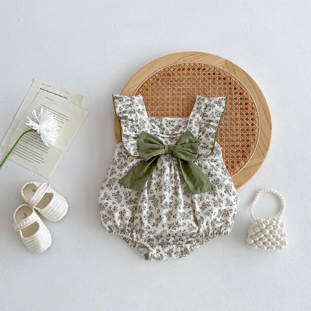 MyKids-USA Summer Hot Selling Baby Girls Sleeveless Square Neck Floral Print bodysuit