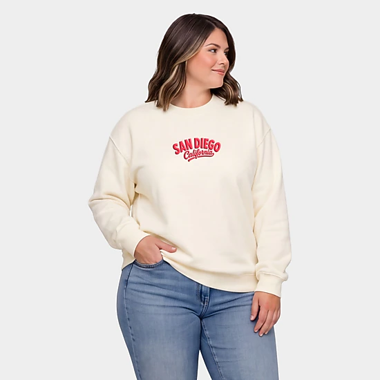 Simply Sage Market - Women's Plus Sized Graphic Sweatshirt - San Diego Vibrant Puff Print