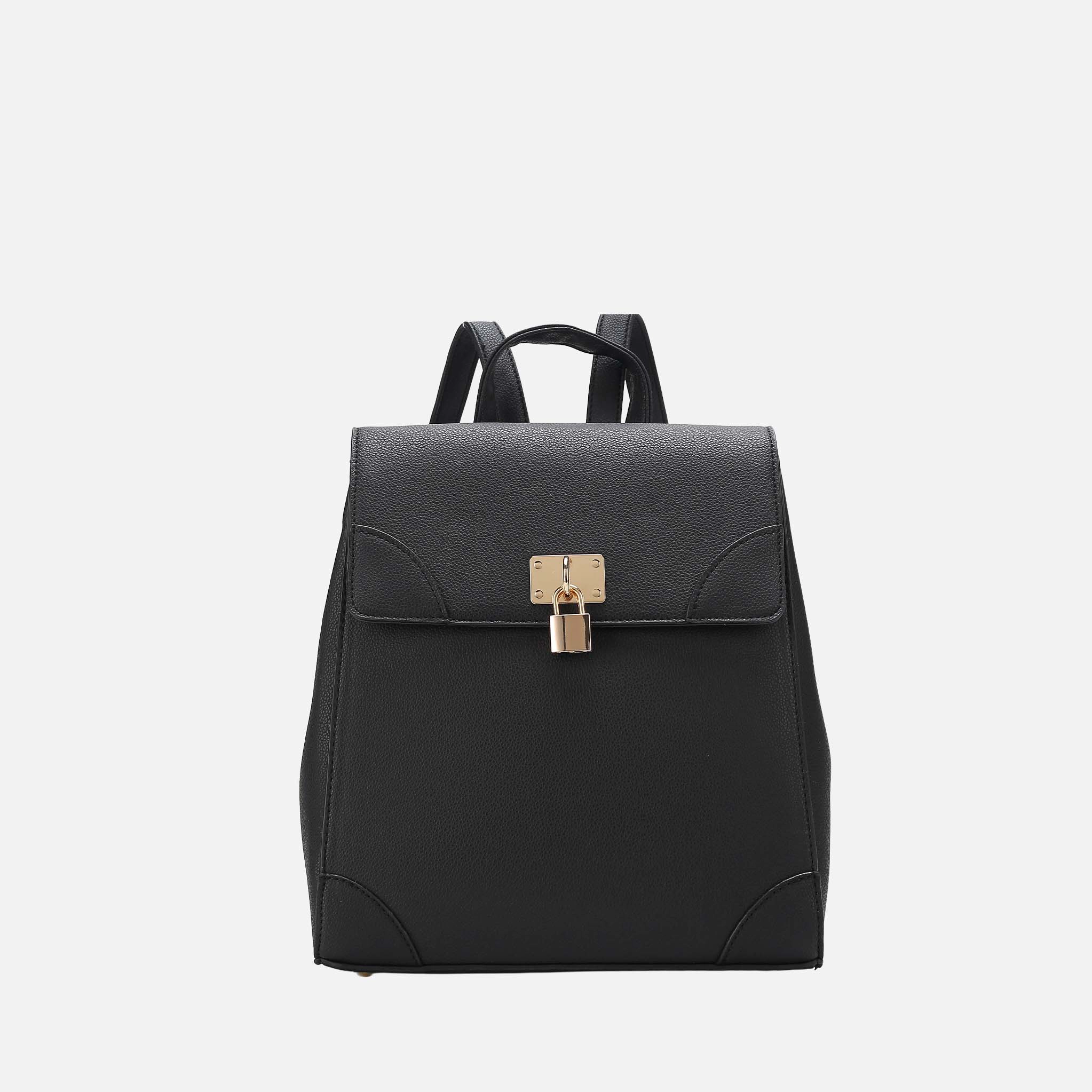 Mia K Collection Sansa Vegan Leather Backpack Purse, Gold Hardware
