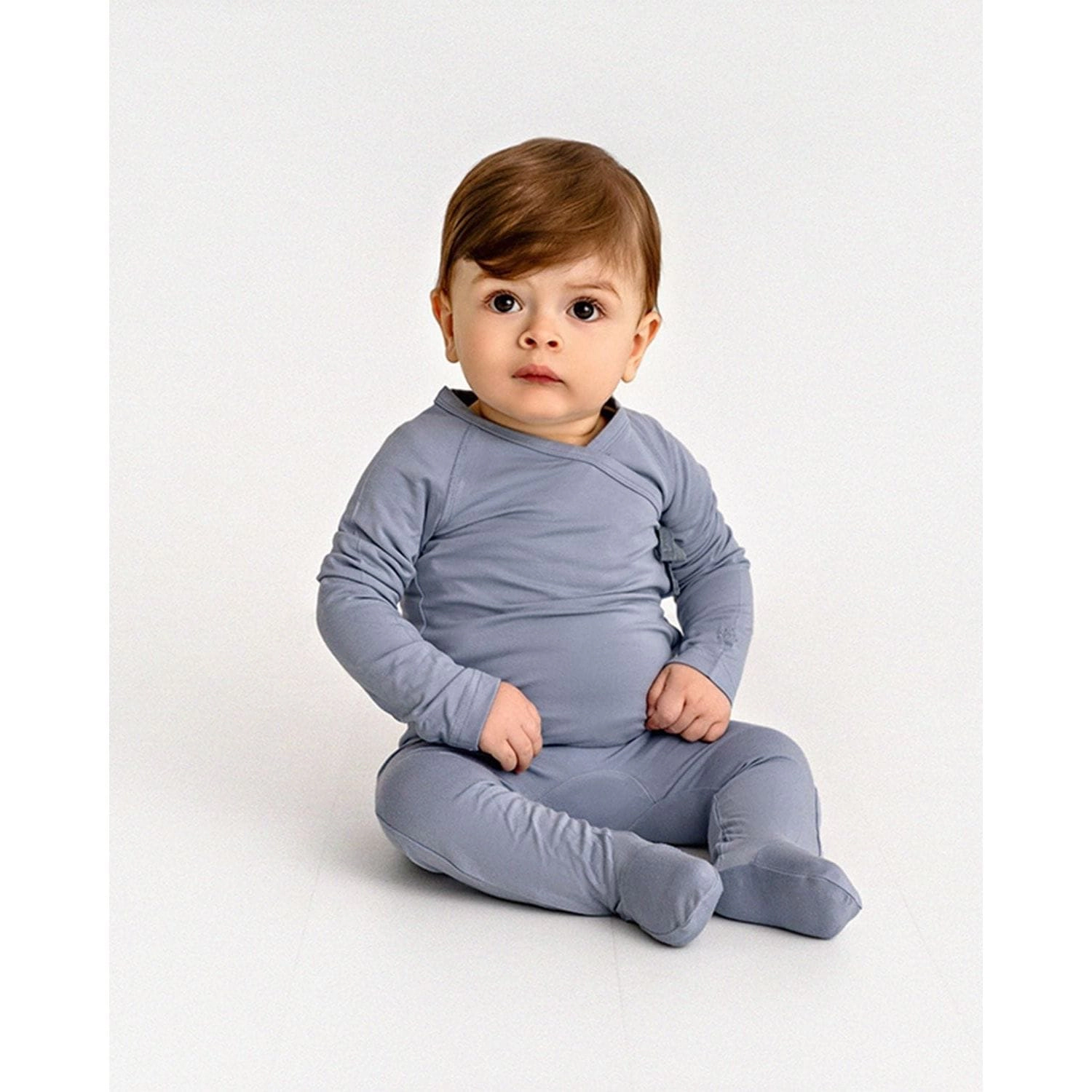 MeMoi Baby and Toddler Crossover-Neckline Stretch Modal Footie