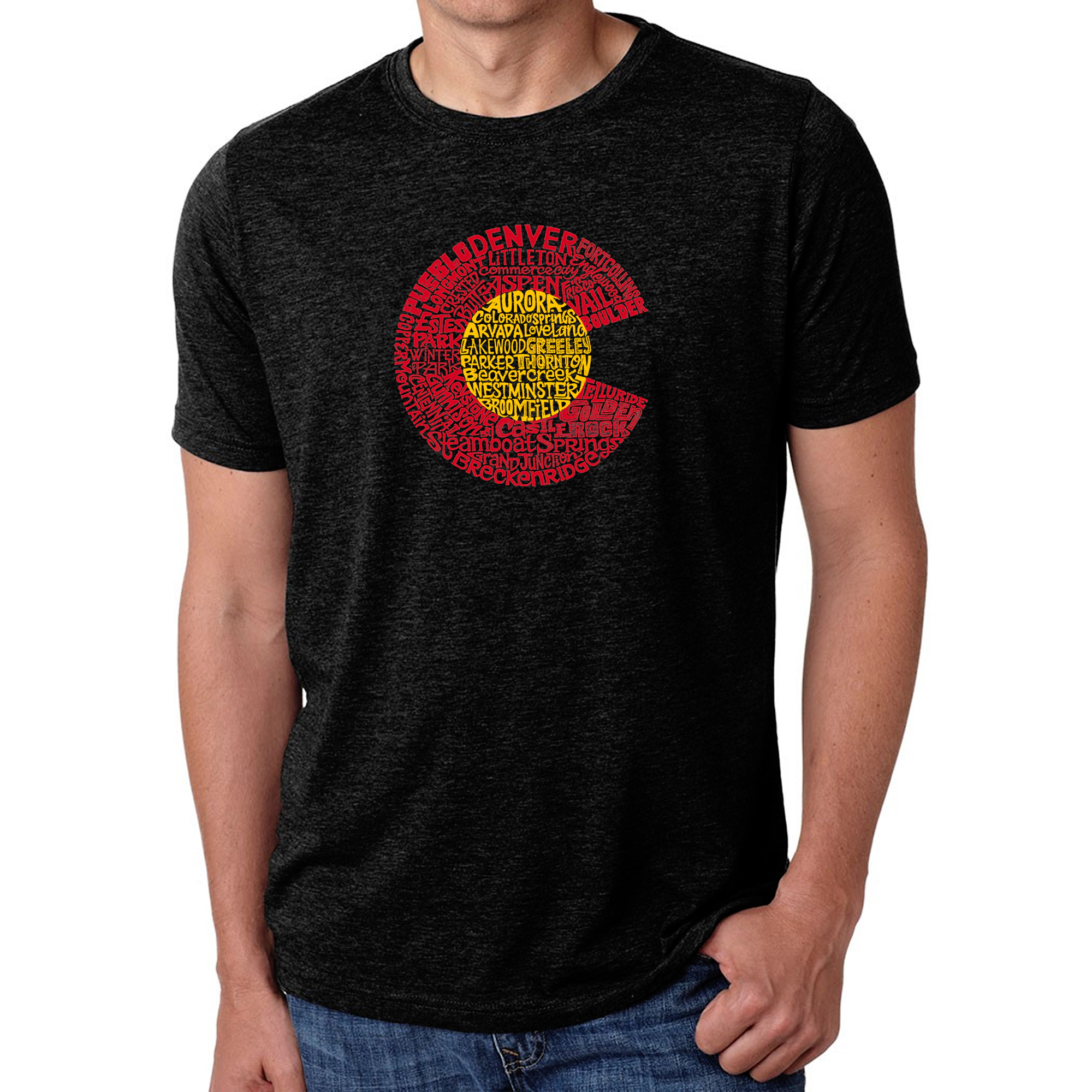 LA Pop Art Men's Cotton/Poly Word T-Shirt - Colorado