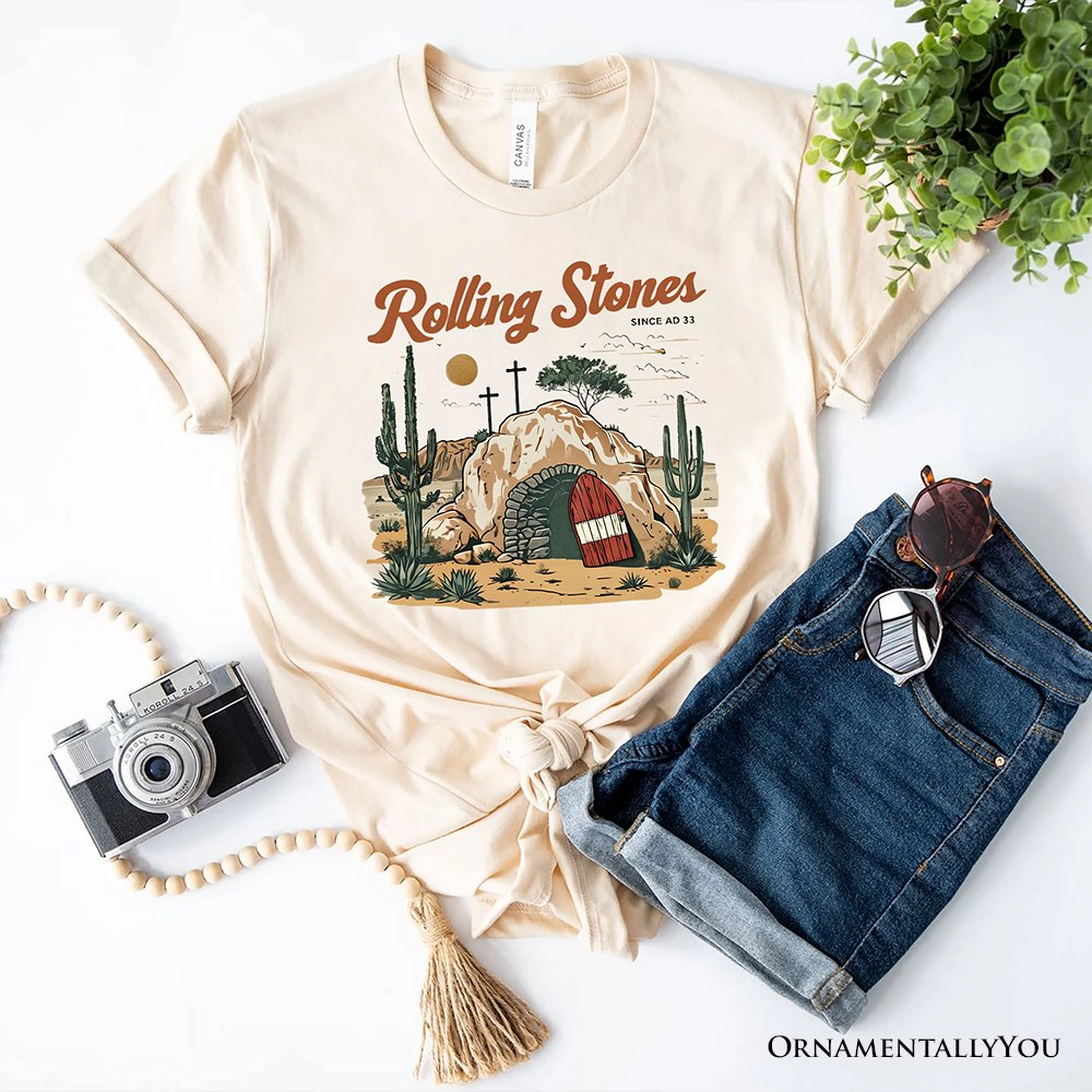 OrnamentallyYou Womens Rolling Stones Christian Easter T-Shirt