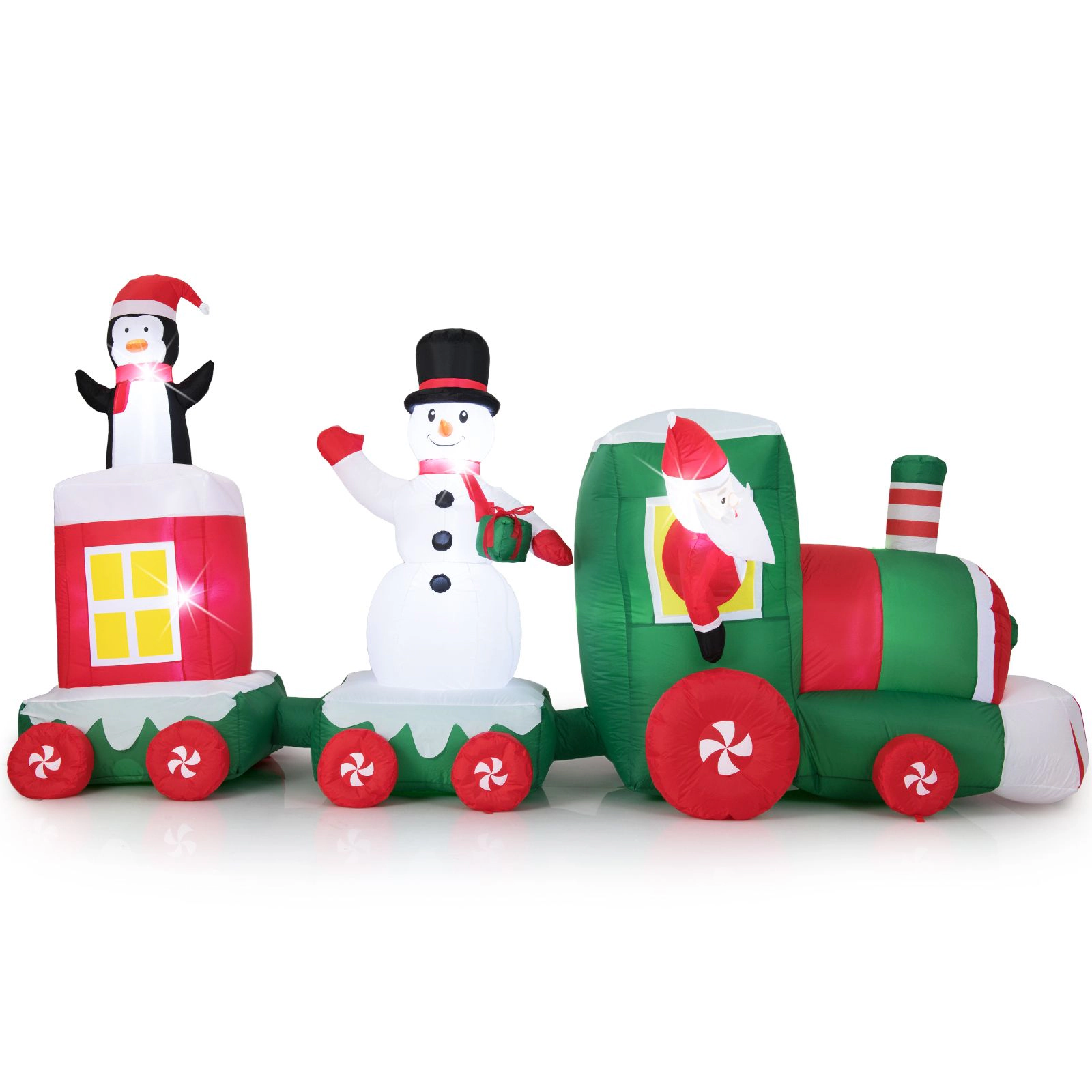Slickblue 11.5FT Christmas Inflatable Train with LED Lights Outdoor
