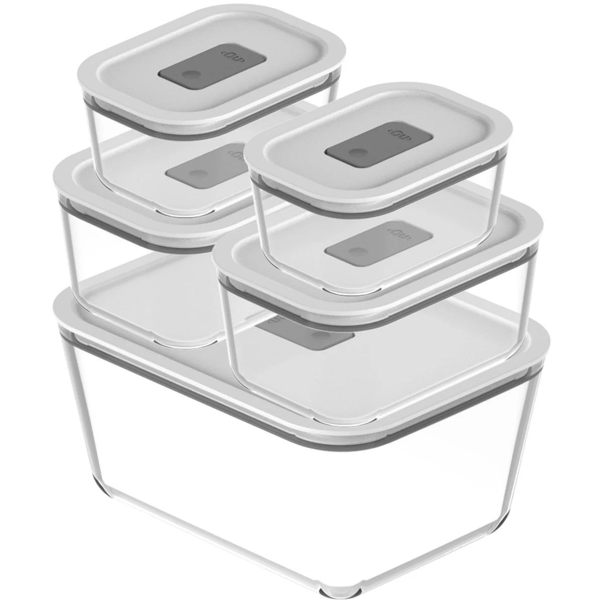 OU Glass Food Storage Container Set 10pc, Airtight Leak Proof Lids w/ Microwave Valve, Microwave Freezer Dishwasher Safe