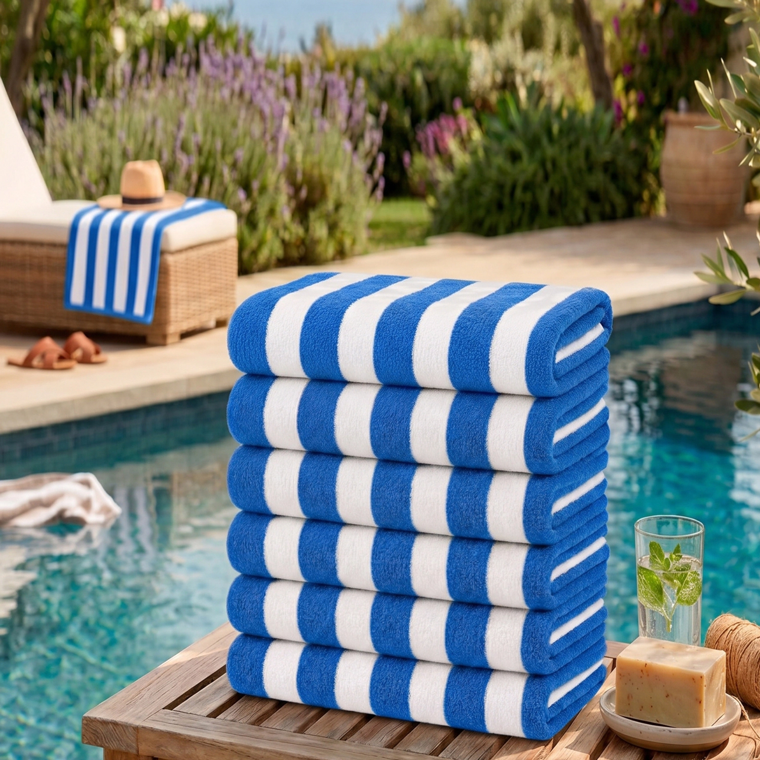 Plazatex Terry Cabana 80% Cotton 20% Polyester Oversized Pack Beach Bath Towel 36" x 66