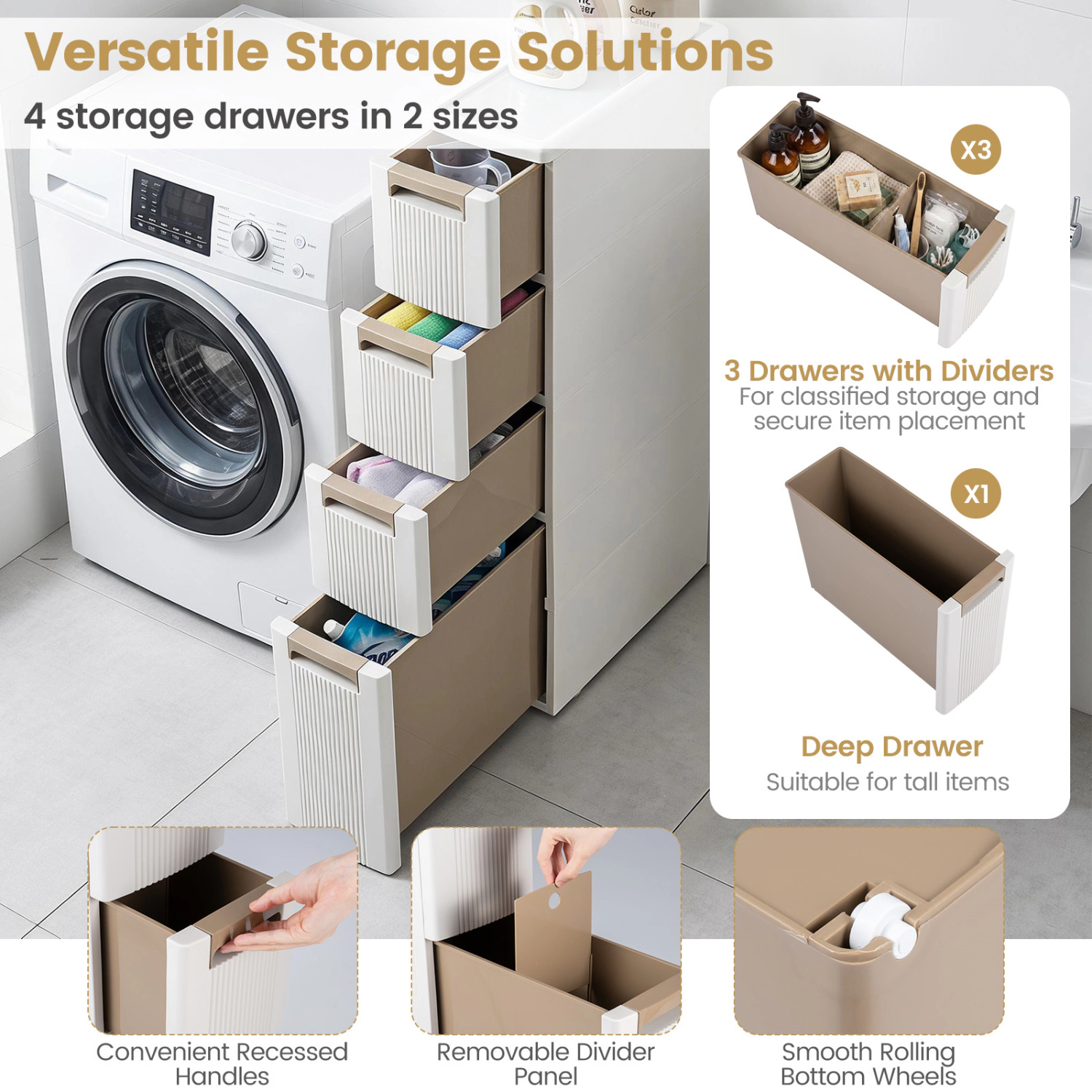 SlickBlue -Drawer Slim Storage Cabinet