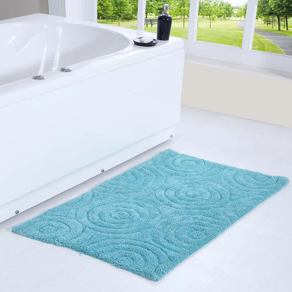 Knightsbridge Beautiful Circle Design Premium Quality Year Round Cotton With Non Skid Back Bath Rug