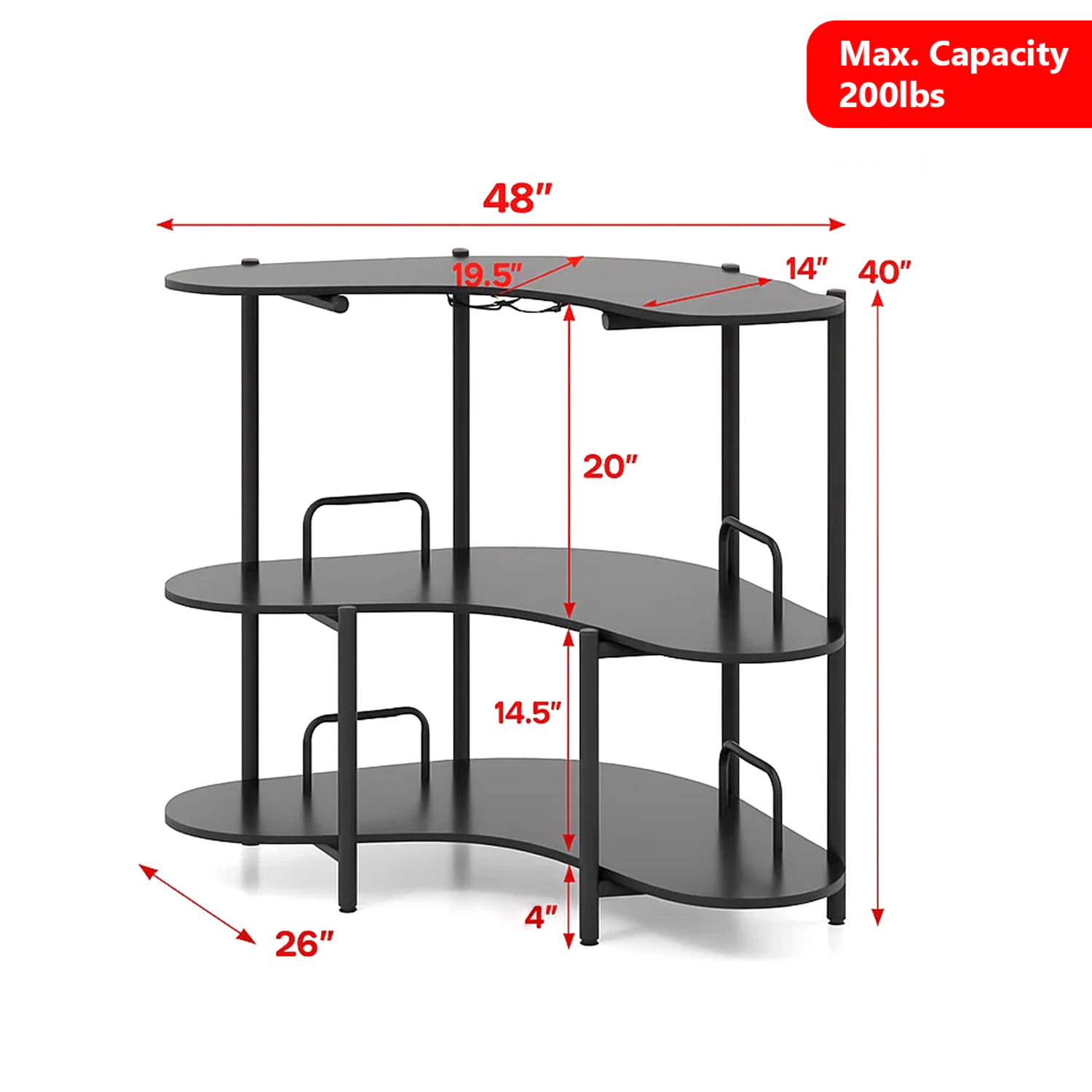 Hivvago Multi-Tier Bar Table with Built-In Glass Racks and Spacious Storage Shelving