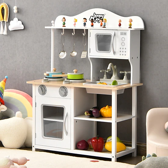 Hivvago Wooden Pretend Play Kitchen Set For Kids With Accessories And Sink