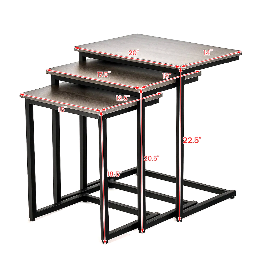 Hivvago 3-Piece Contemporary Coffee and Side Table Ensemble