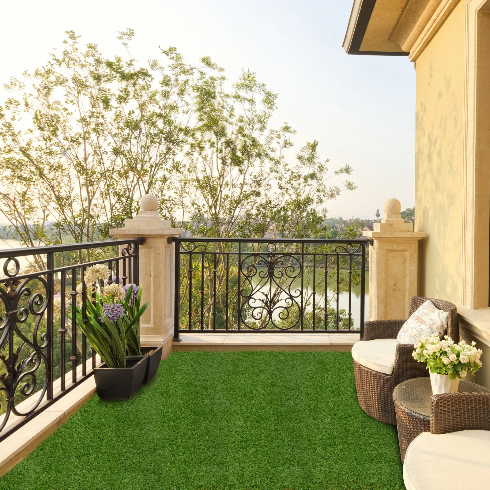 SlickBlue Artificial Grass Turf Mat, Pet Friendly Lawn Mat