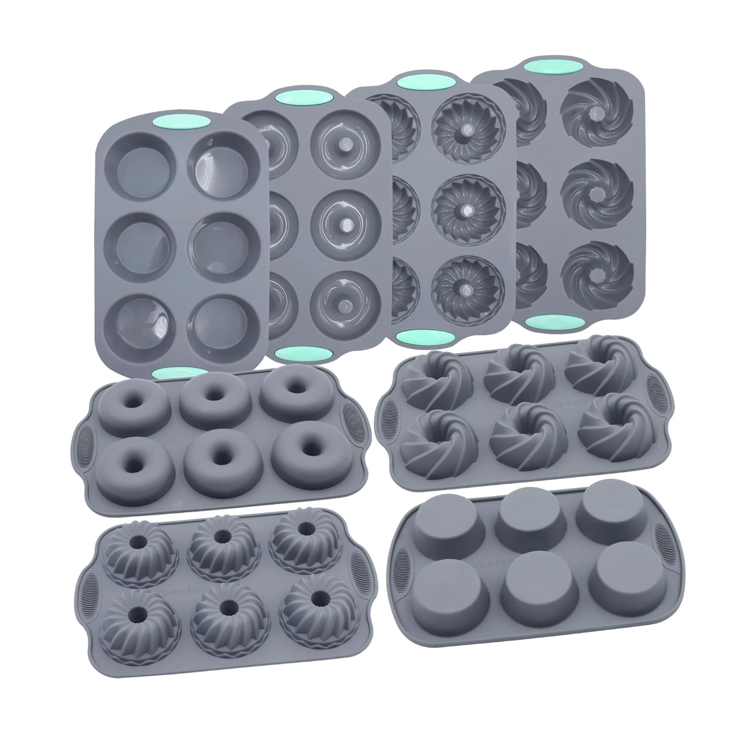 Stock Preferred Pack of 8 Nonstick Silicone Donut and Muffin Baking Pan Set