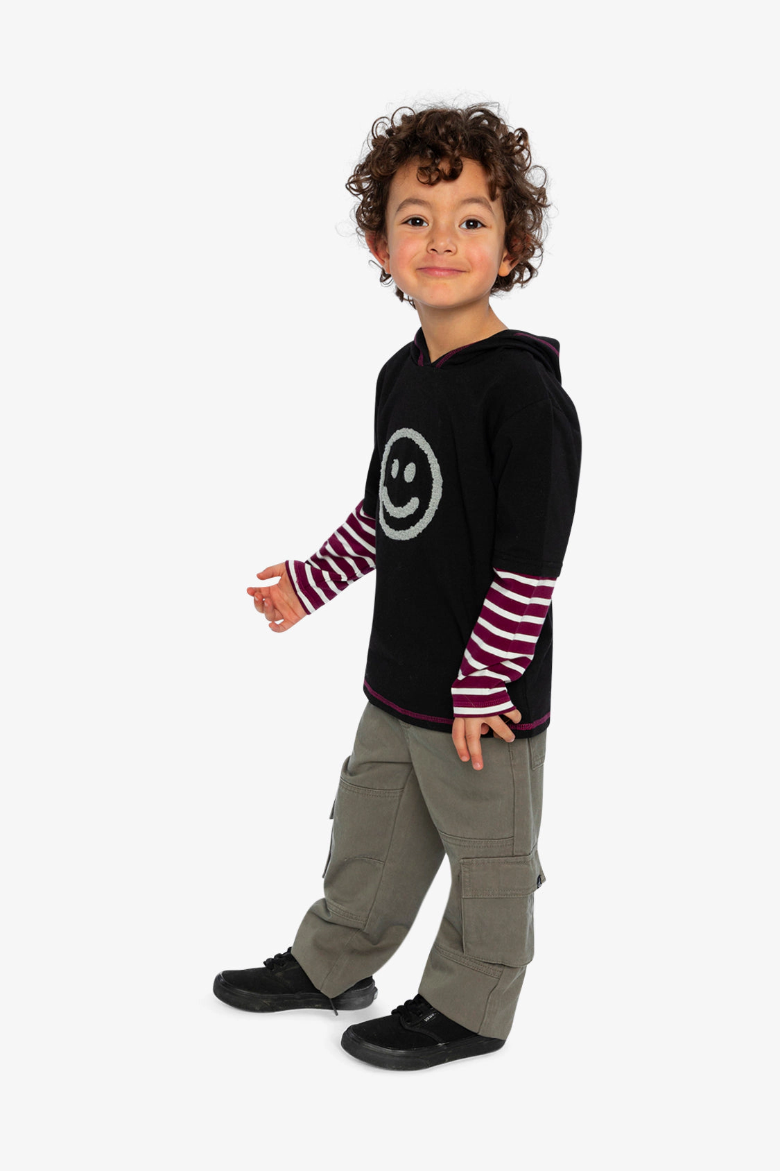 Deux par Boys Fake Double Sleeve Hooded Shirt