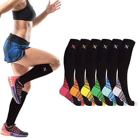 Extreme Fit Unisex Sports Compression Socks - Made For Running, Athletics, Pregnancy And Travel - 6 Pair