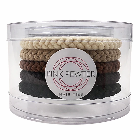 Pink Pewter Pony Elastics in Cylinder (Morning Coffee - 5pc)