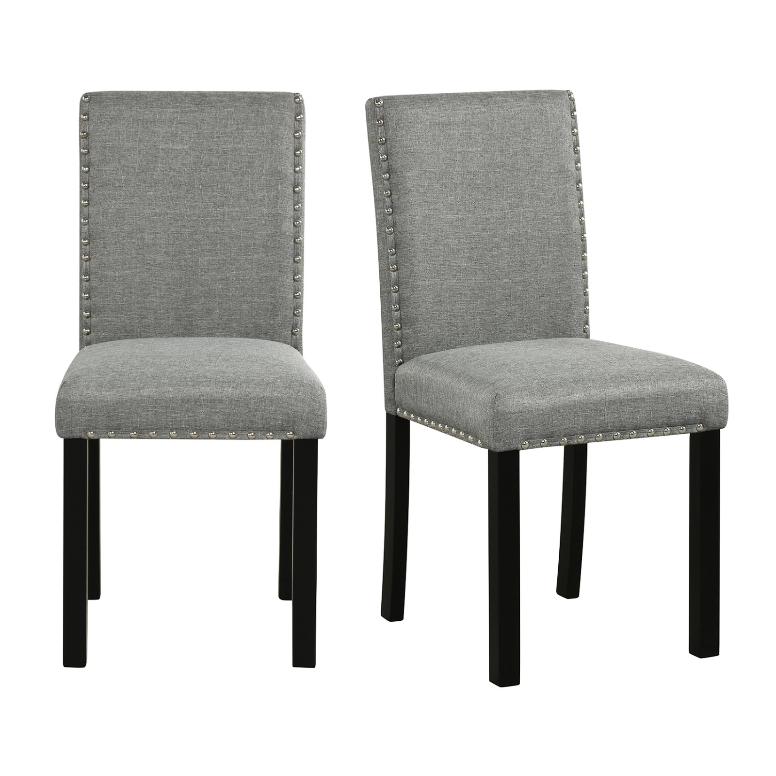 SUGIFT Upholstered Wooden Dining Chairs Set of 2 with Bent Wood Legs 400-lb Capacity 20-in Seat Height Gray