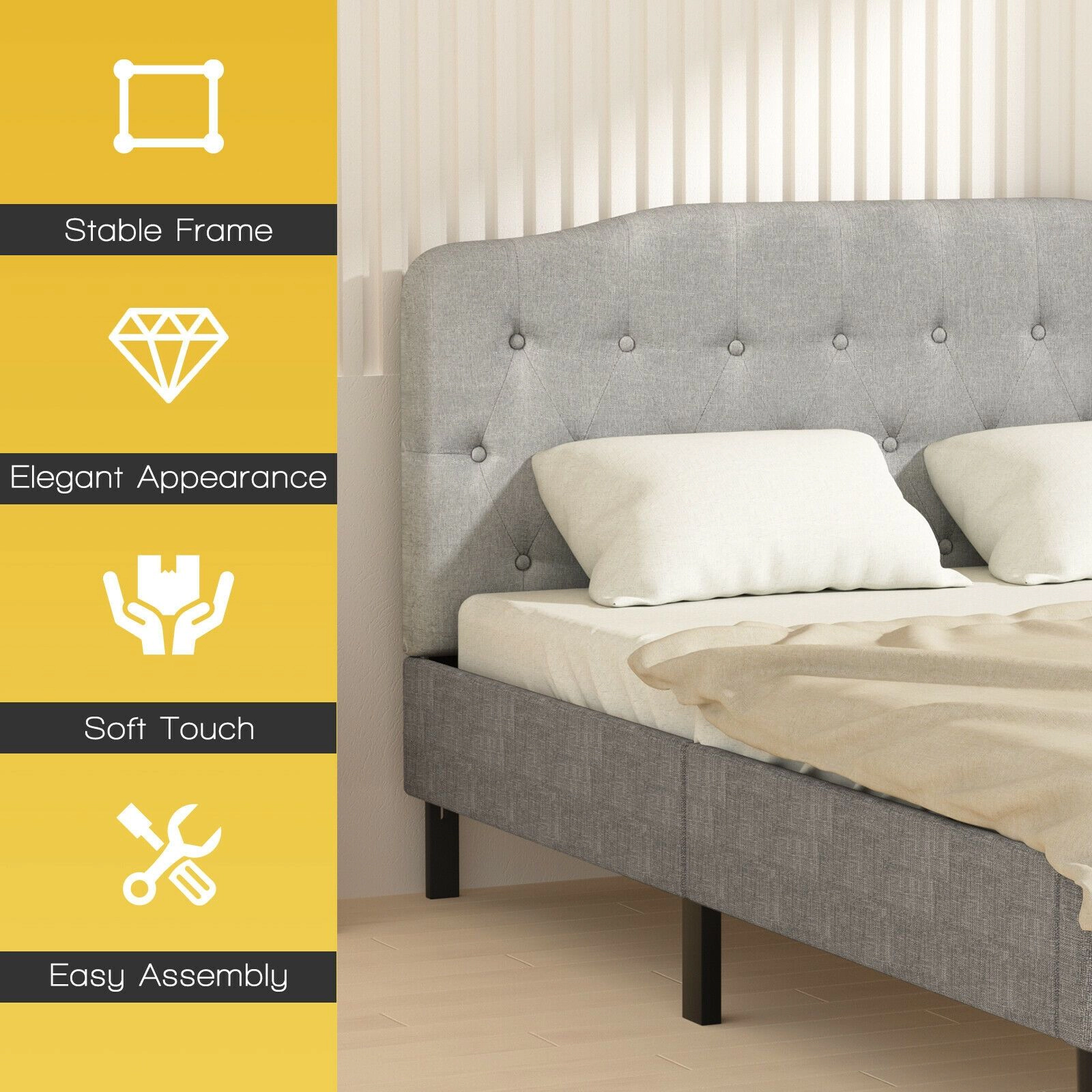 SlickBlue Queen Size Adjustable Polyester Fabric Headboard
