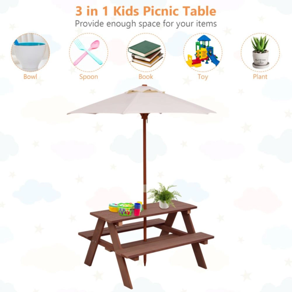 Hivvago 4 Seat Kids Picnic Table With Umbrella