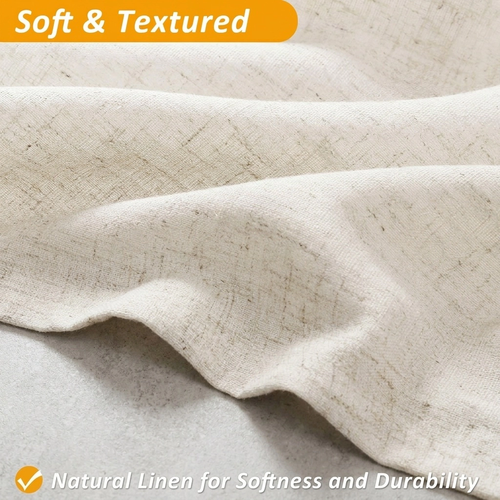 WZK Double Layer Linen Blend with Removable Liner Water Repellent See Through Panel Shower Curtain