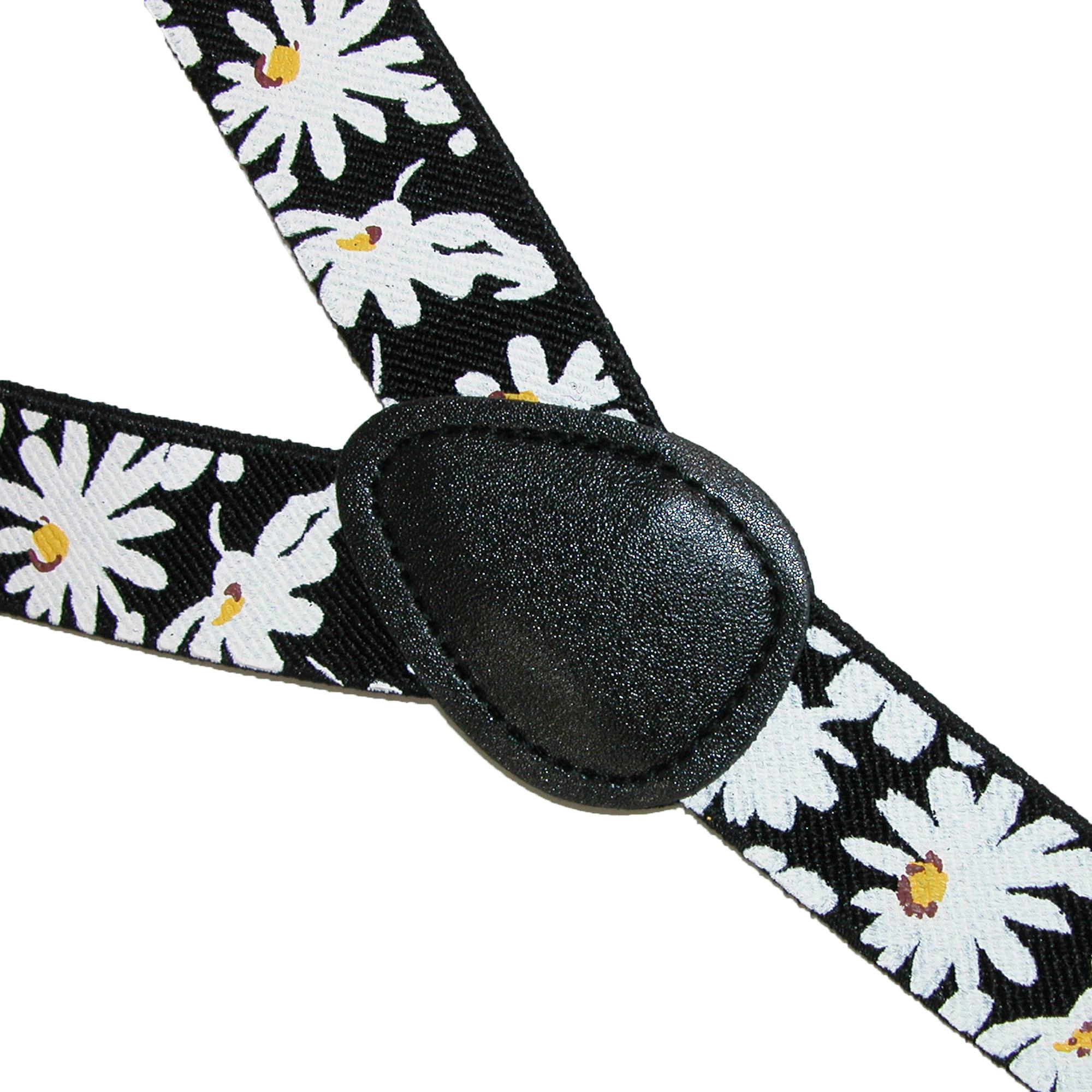 CTM Women's Elastic Daisy Print Clip-End Suspenders