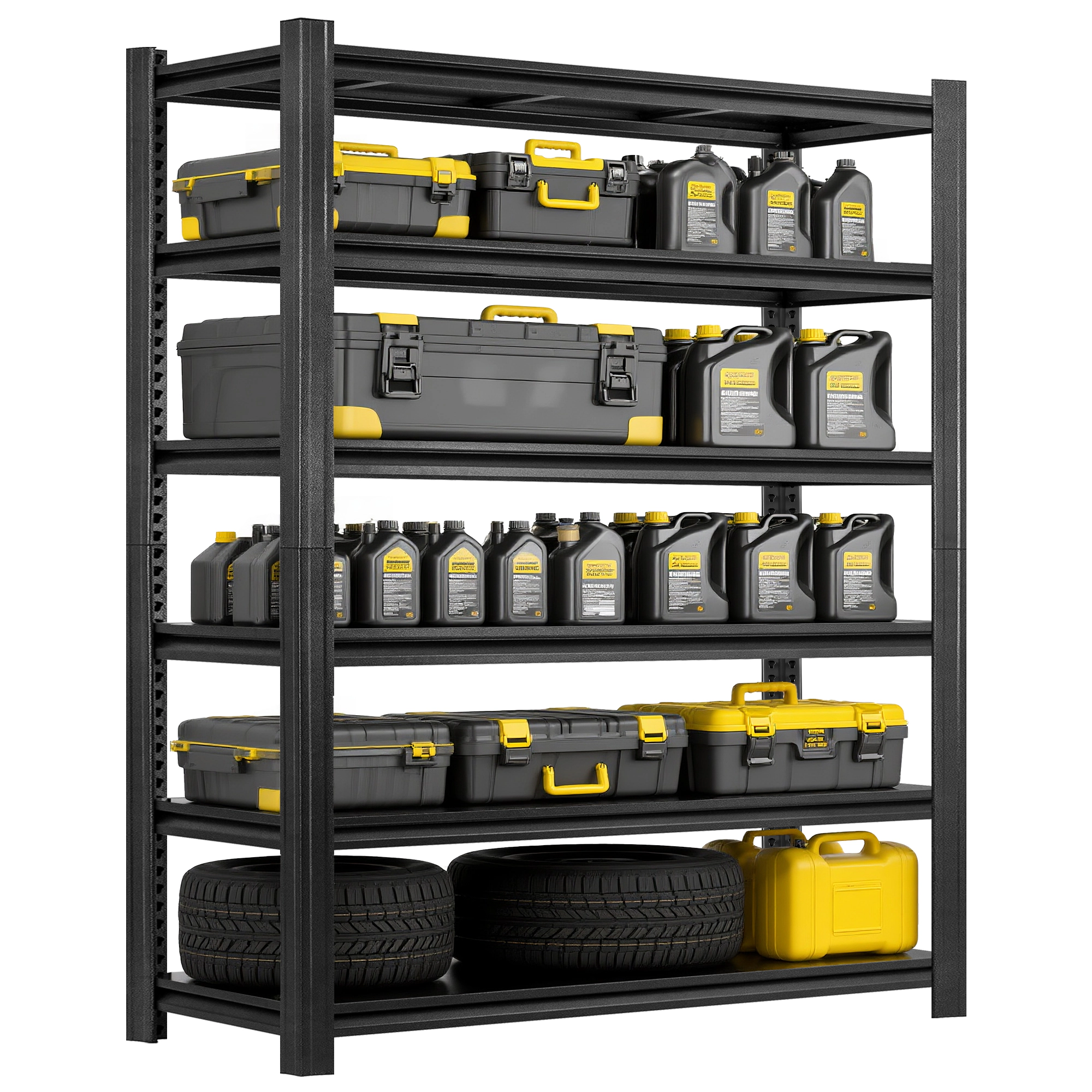 Flynama 6-Shelf Heavy Duty Steel Adjustable Garage Storage Shelving Unit in Black (48 in. W x 84 in. H x 18 in. D)