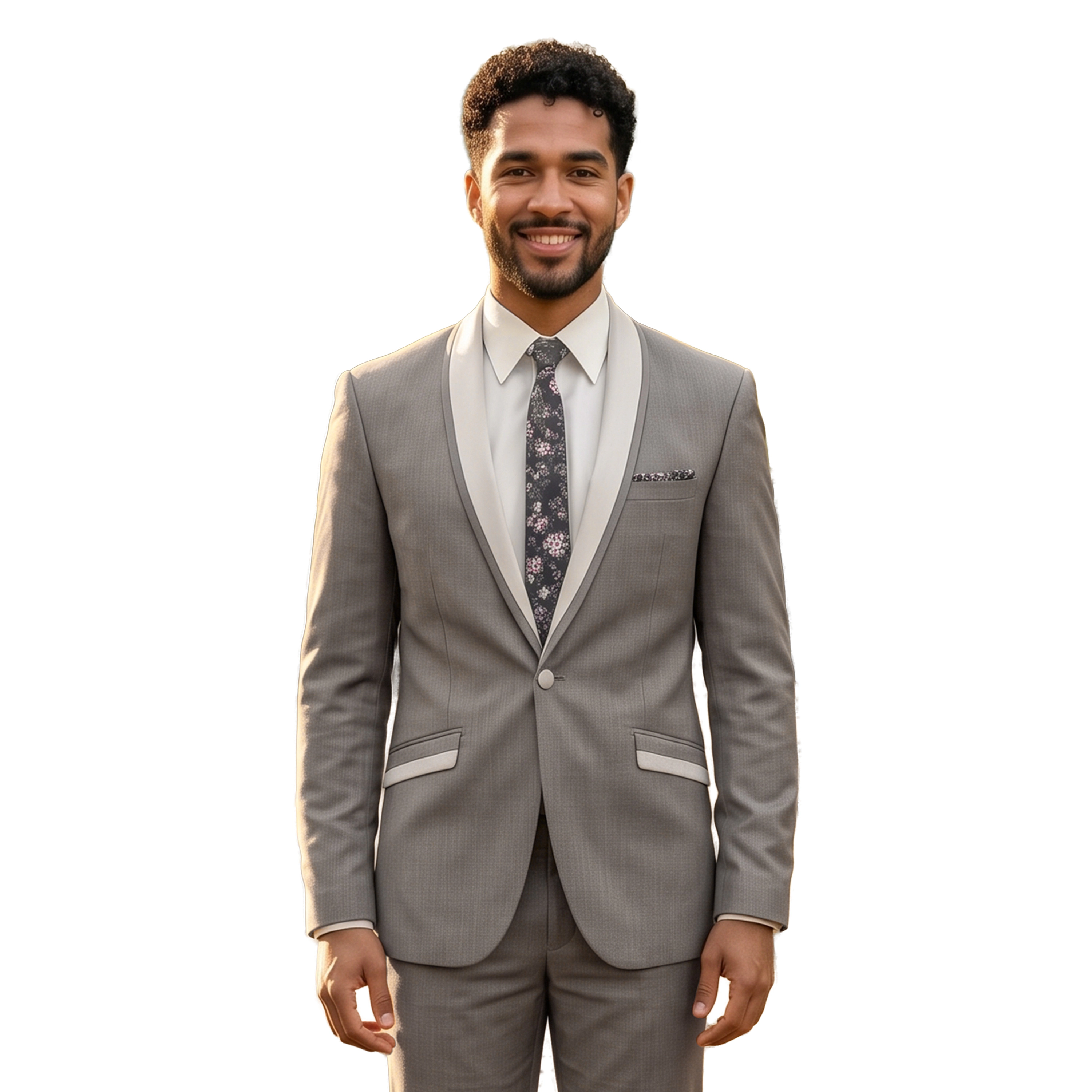 Tazzio Mens Slim Fit Piped Shawl Collar 2 Piece Suit Set