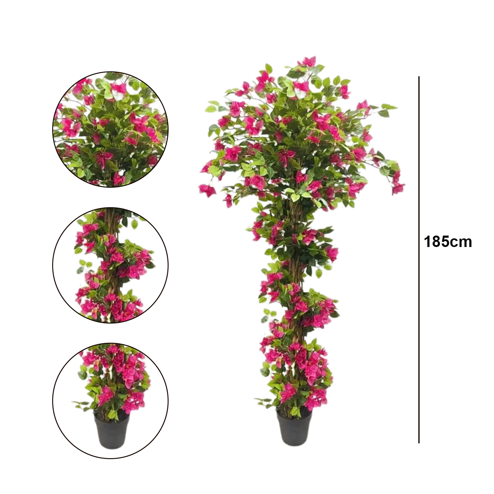 73in Artificial Bougainvillea Tree with Flowers, Realistic Faux Blooming Tree in Pot, Silk Flower Fake Plant