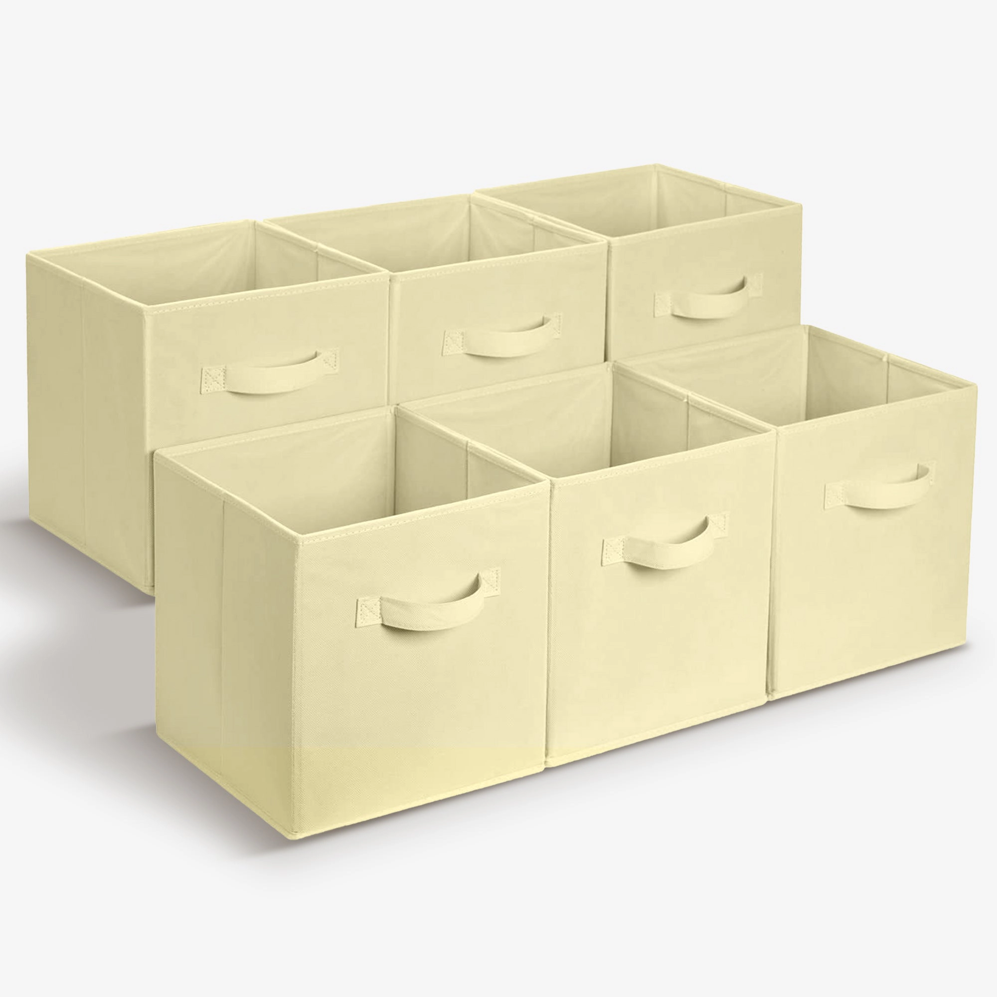 Cheer Collection Fabric Storage Cubes with Handles 6 Pack Collapsible Shelf