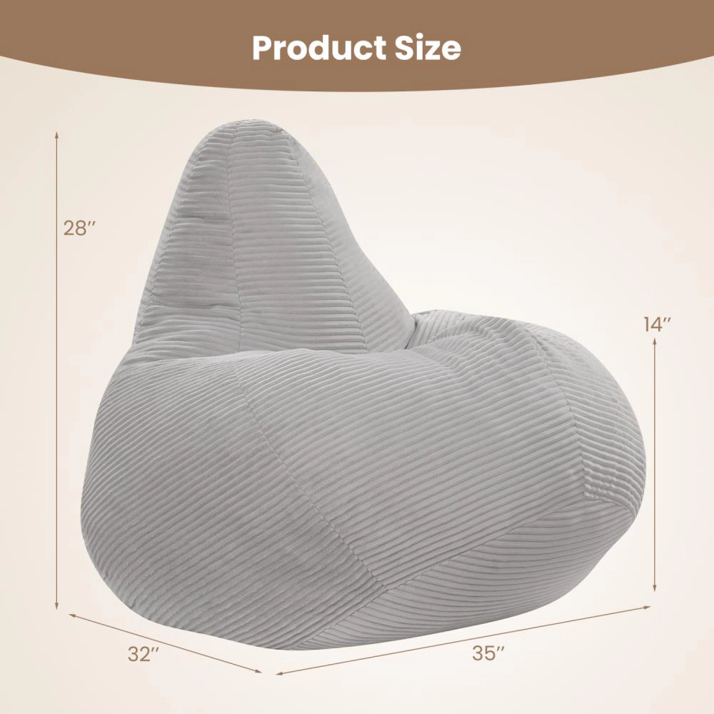 Hivvago Bean Bag Chair For Adults Accent Lazy Sofa With Skin-Friendly Corduroy Cover And Soft Sponge Filling
