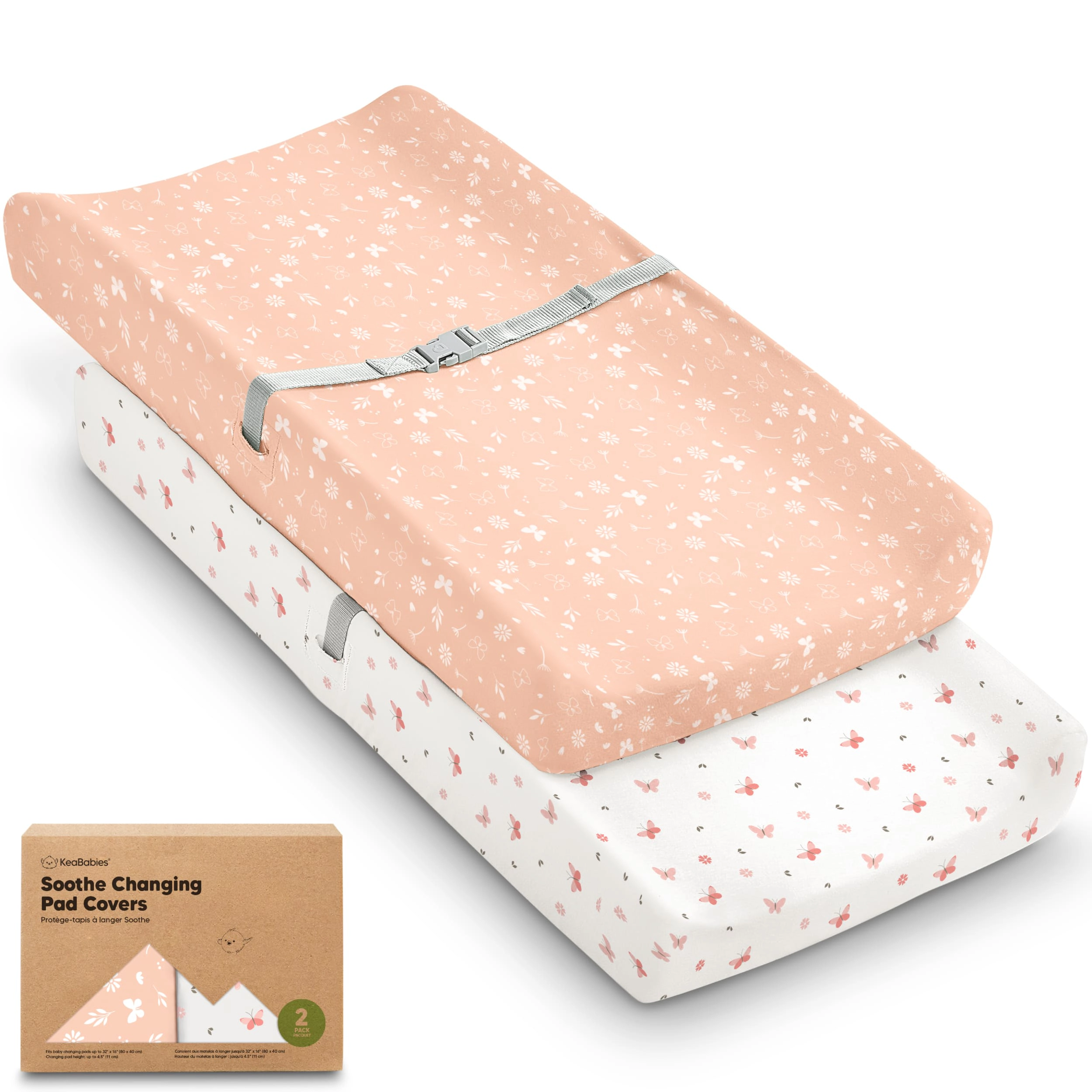 KeaBabies 2-Pack Soothe Changing Pad Covers