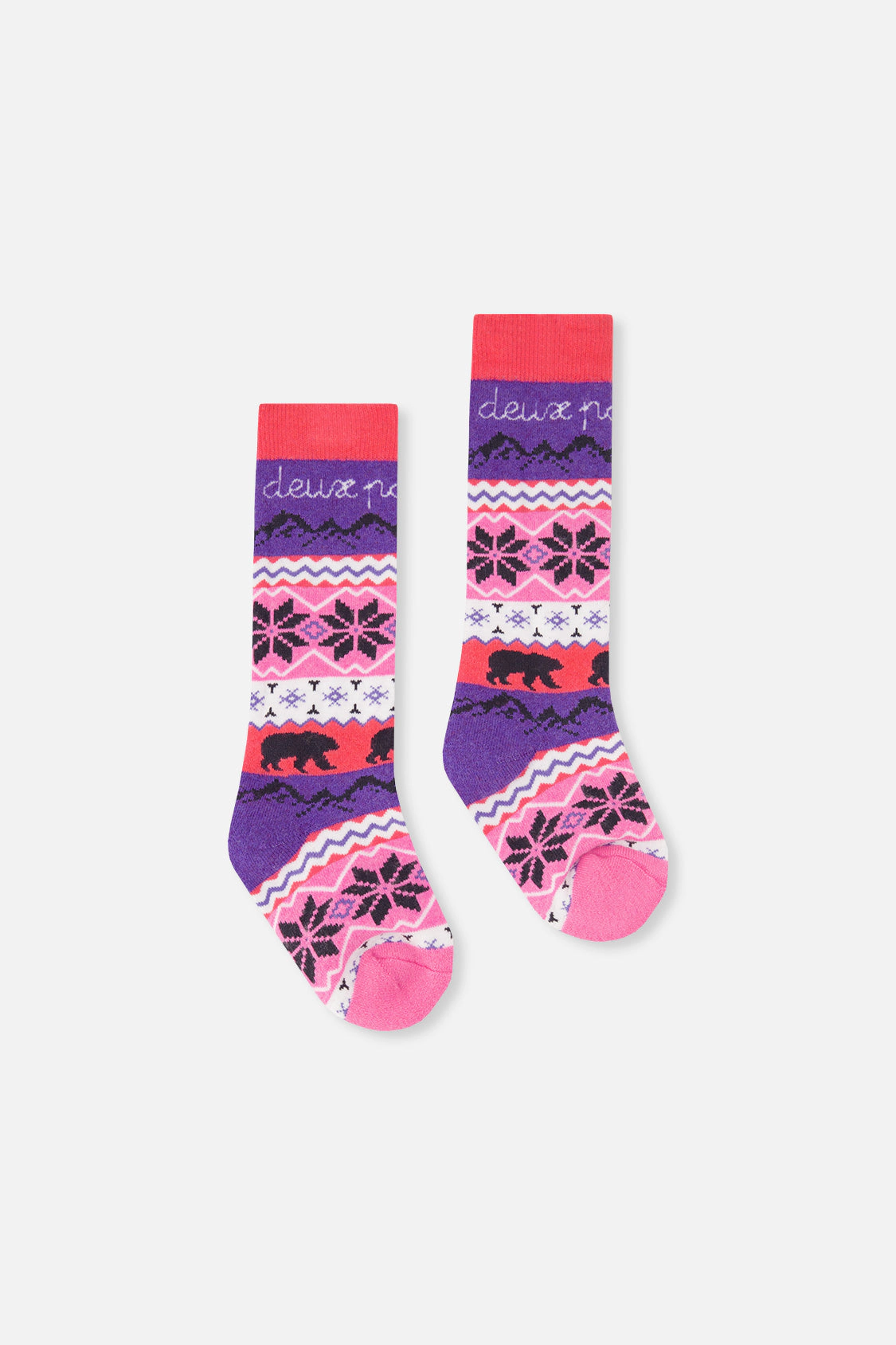 Deux par Deux Girls Nordic-Inspired Cushioned Ski Socks