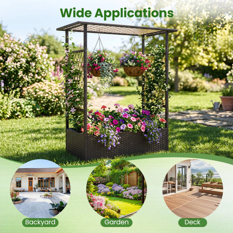Hivvago 2-in-1 Raised Garden Bed with Hanging Roof and Trellises