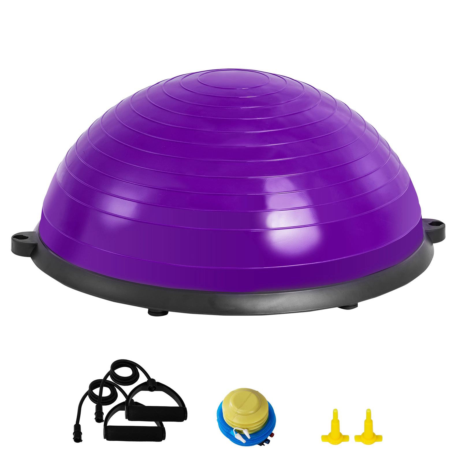 HONGGE Half Exercise Ball Trainer Balance Ball Trainer Stability Ball Yoga Ball with Resistance Bands & Foot Pump