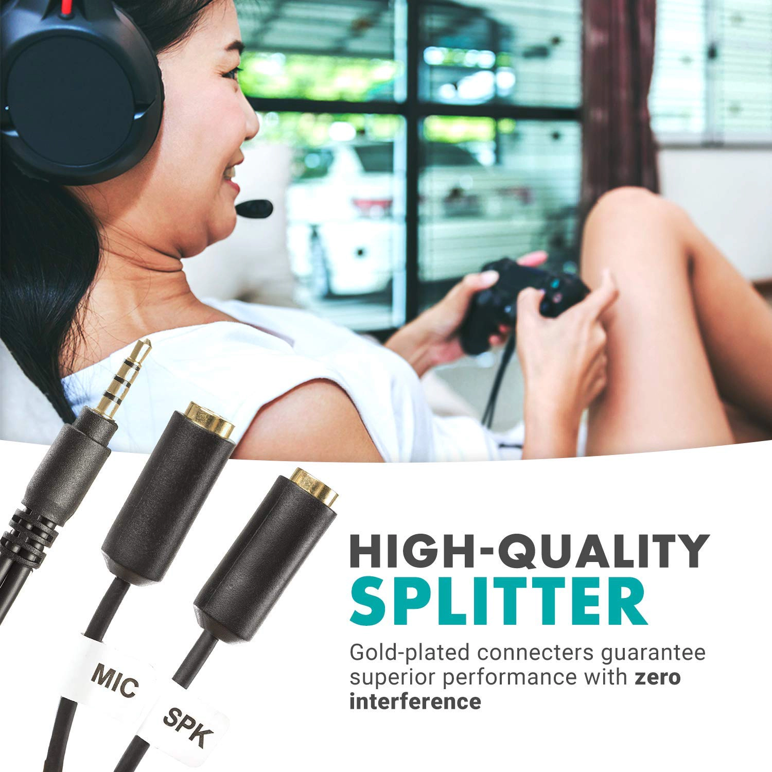 Movo TCB1 3.5mm TRS (Female) Microphone to TRRS (Male) Smartphone Adapter