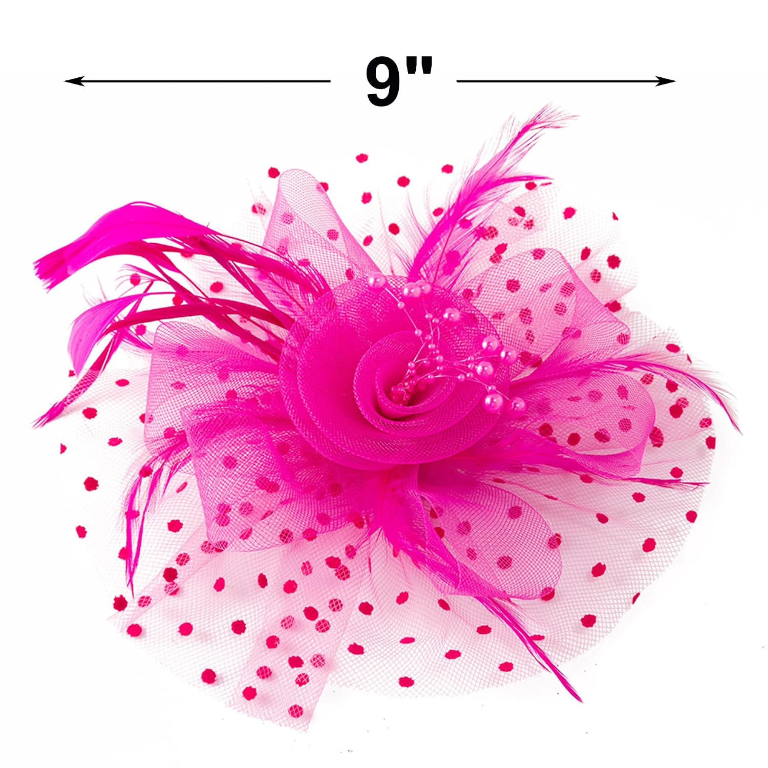 SS Design Rose Red Pillbox Fascinator Hat with Veil for Women