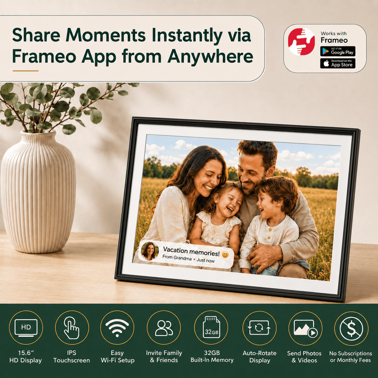 ELIME 15.6 Inch Wi-Fi Digital Picture Frame