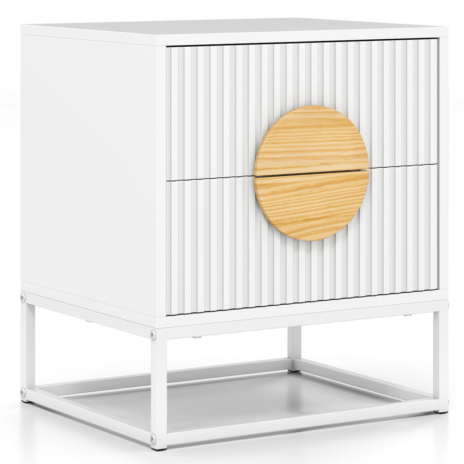 SlickBlue Fluted 2-Drawer End Table with Metal Frame