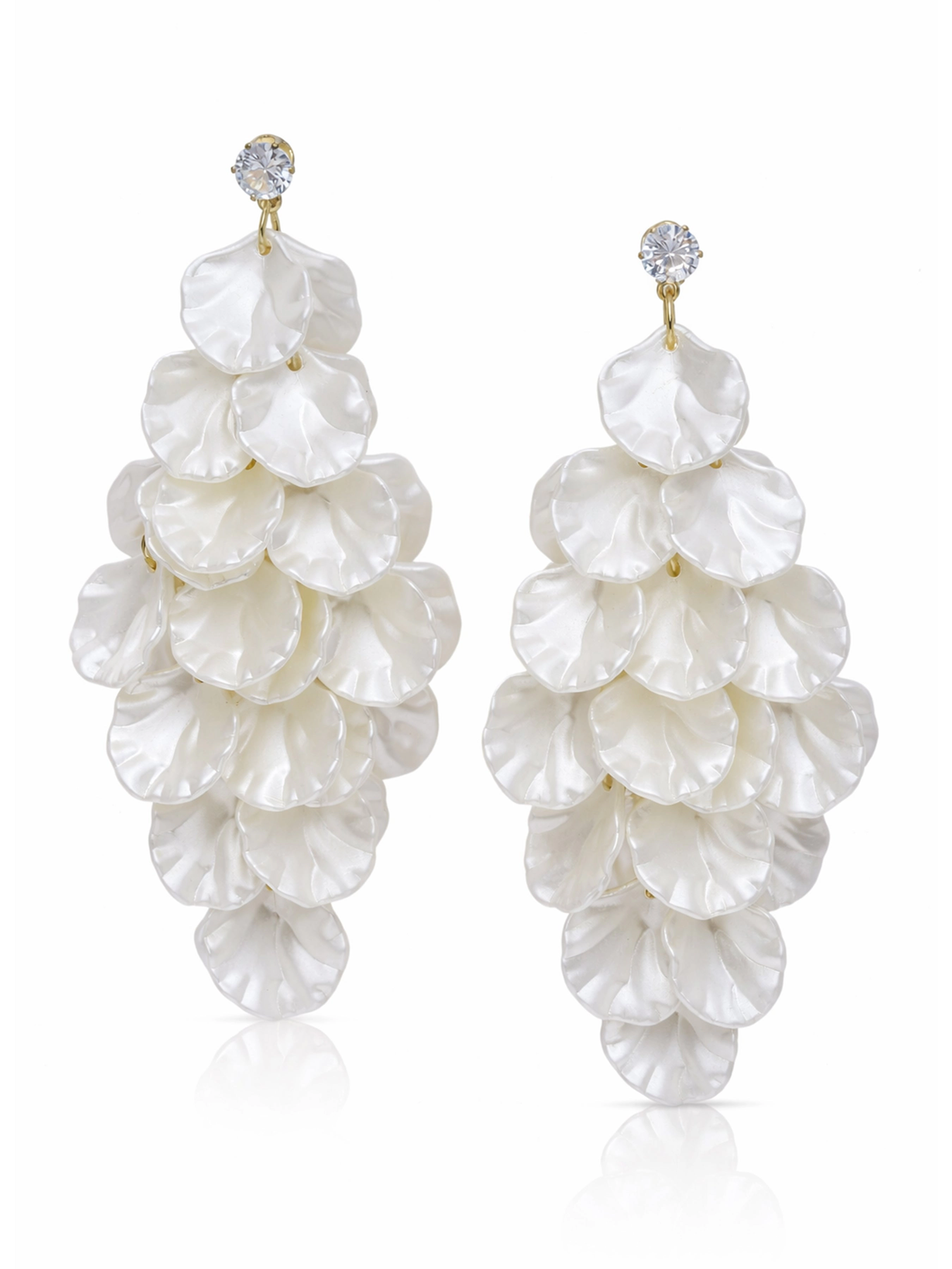 AGP PARIS Womens Crinkled Petal Cascade Statement Drop Earrings