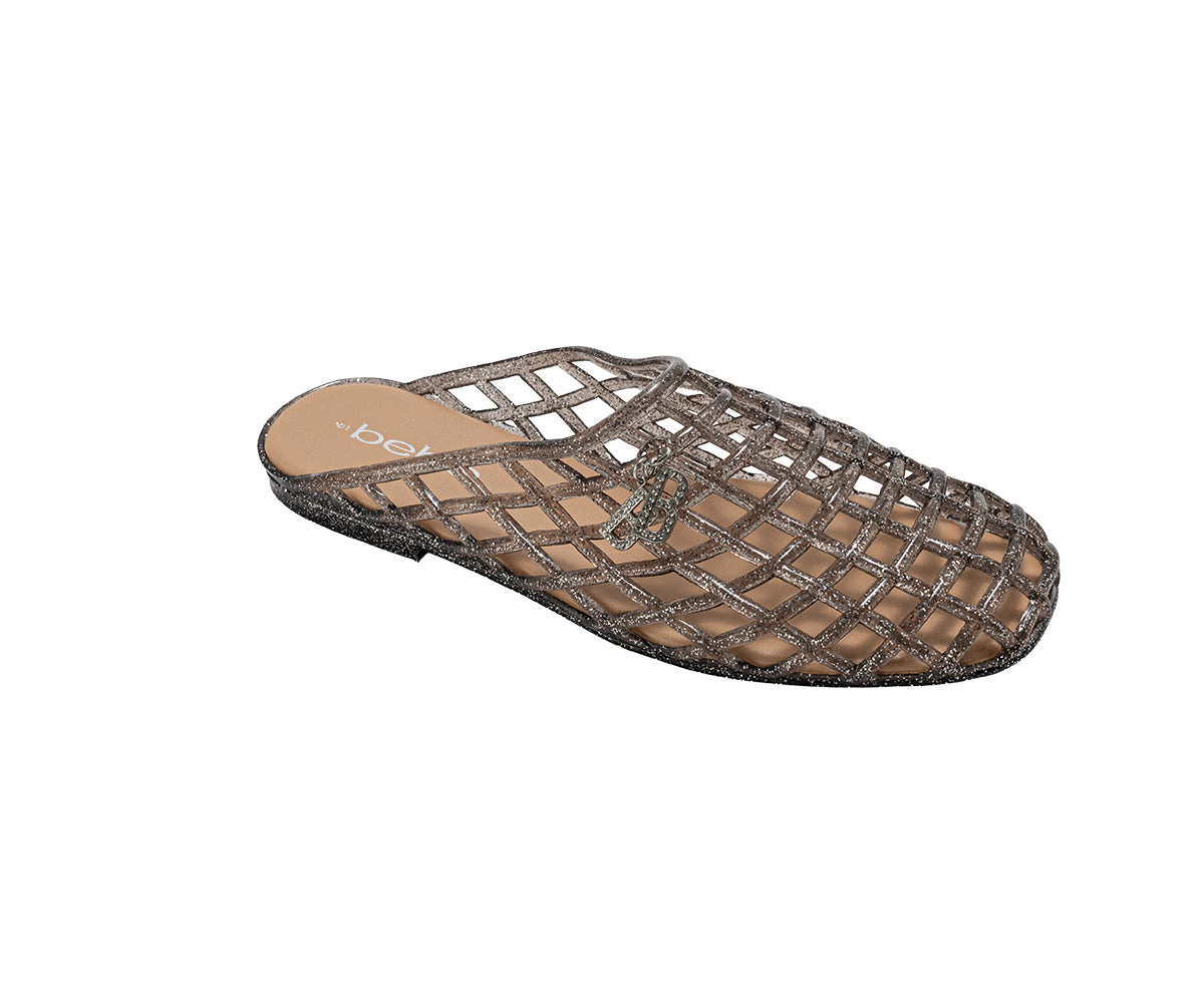 bebe Women's Jelly Mule Flats with Dangling Charms Slip On Shoes