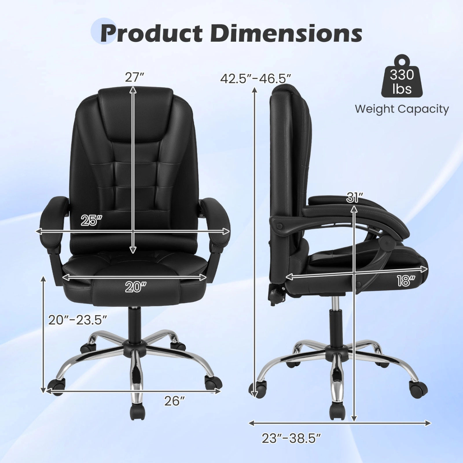 SUGIFT High Back Executive Office Chair with Linkage Armrests 330-Lb Capacity Black