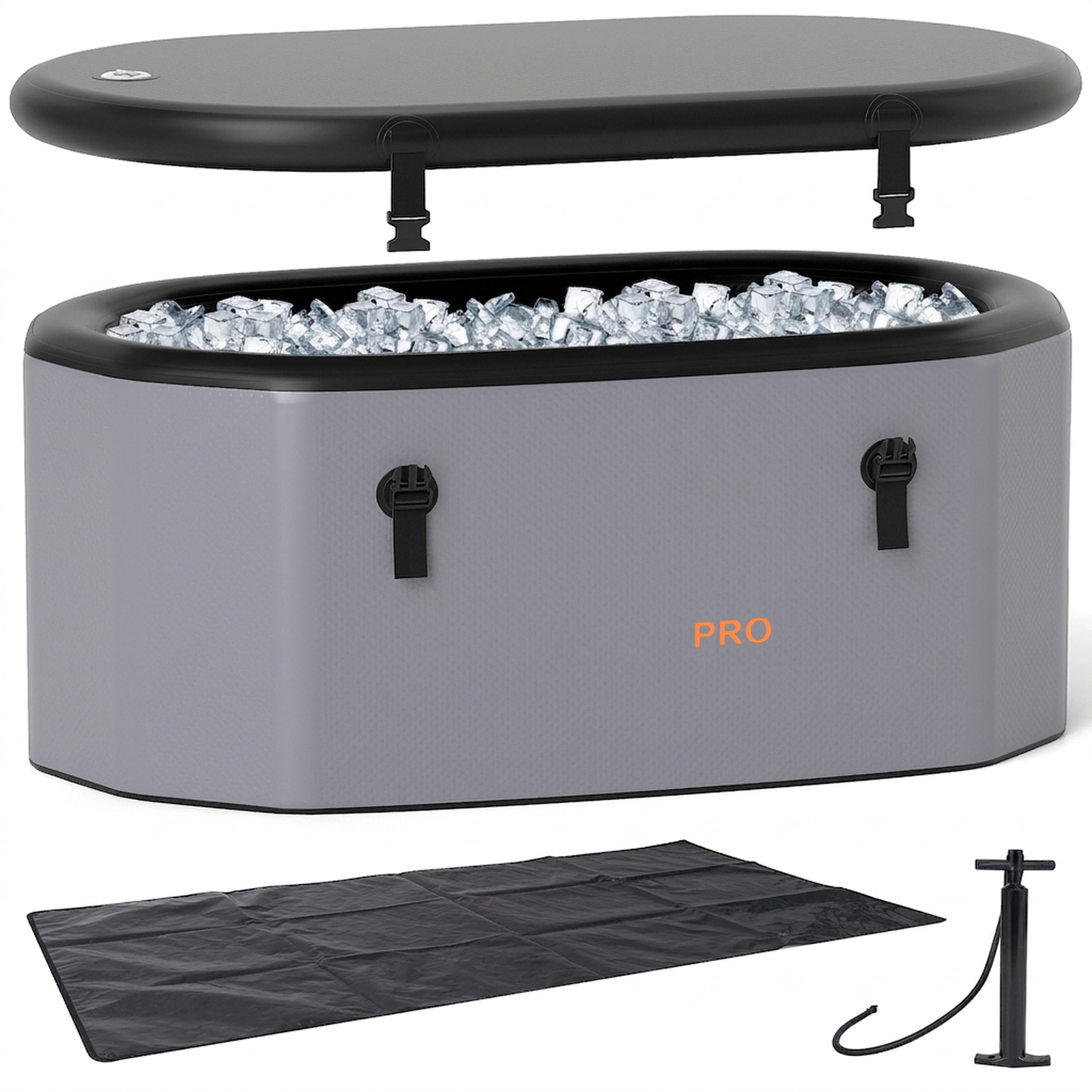 SUGIFT 129-gal 800-lb Capacity Oval Inflatable Ice Bath Cold Plunge Tub with 7-Layer Insulation and Hand Pump