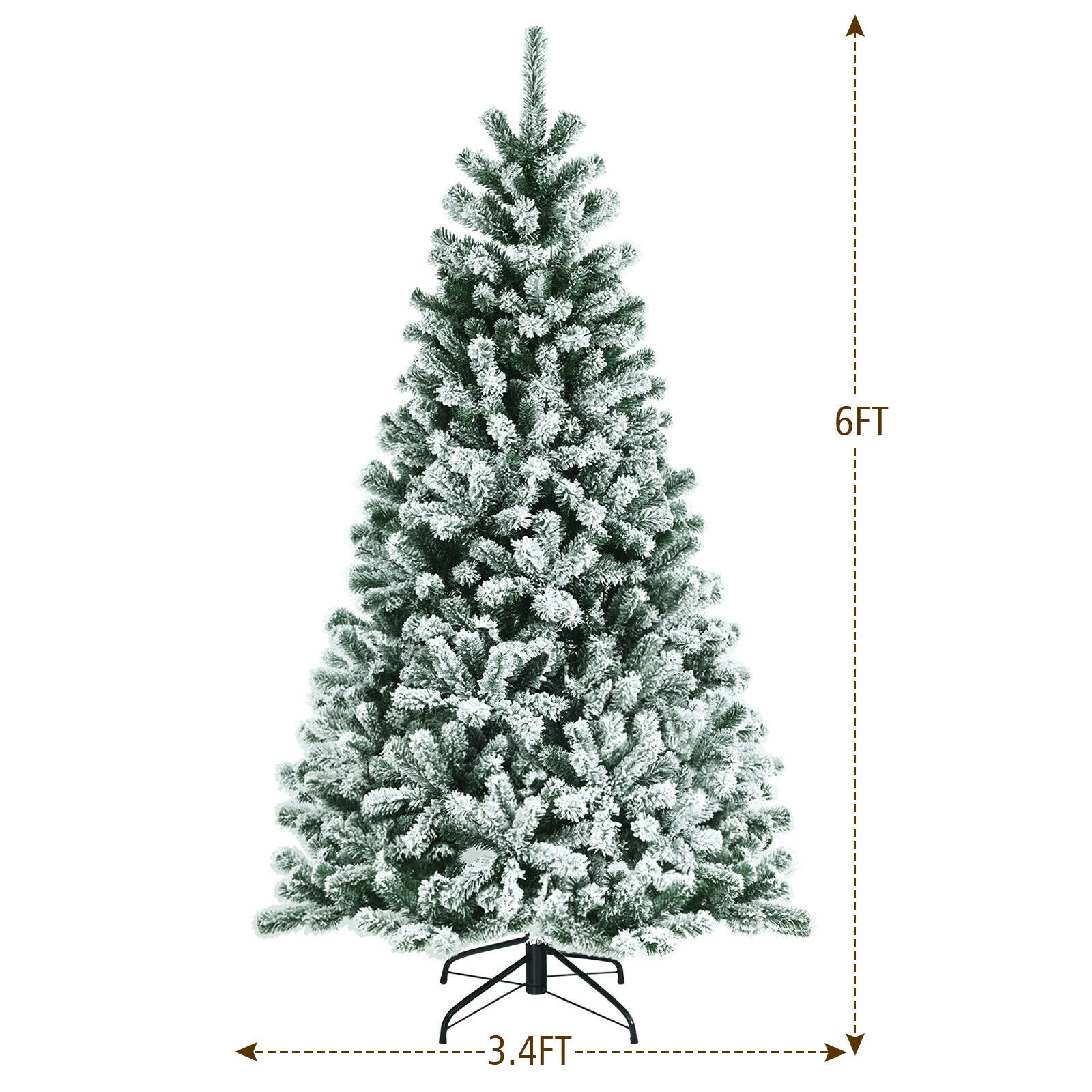 SUGIFT 6 ft Pre-Lit Snow Flocked Christmas Tree with 450 Branch Tips and 250 Warm LED Lights