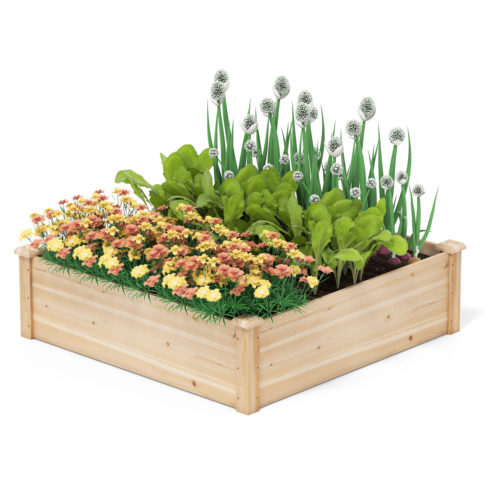 LJG 40" x 40" Outdoor Wood Raised Garden Bed