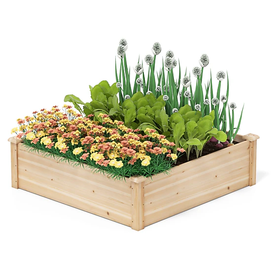 LJG 40" x 40" Outdoor Wood Raised Garden Bed
