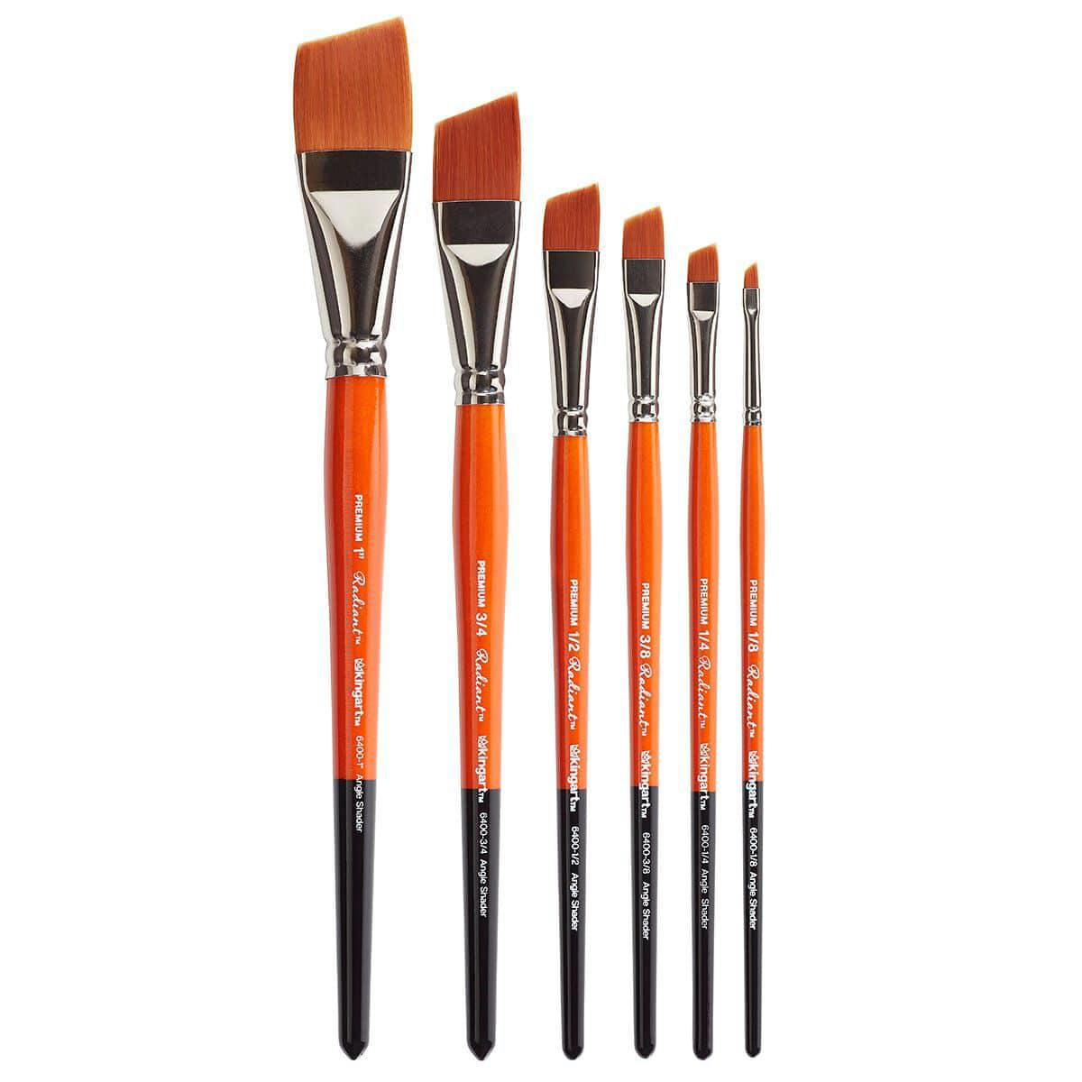 KINGART Radiant 6400 6-Piece Angular Shader Brush Set - Taklon Synthetic